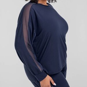 Honeylove Blisswear long sleeve mesh top navy blue women’s size large